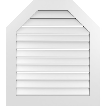 Ekena Millwork Octagonal Top Surface Mount PVC Gable Vent: Functional, w/ 3-1/2"W x 1"P Standard Frame, 32"W x 36"H GVPOT32X3601SF